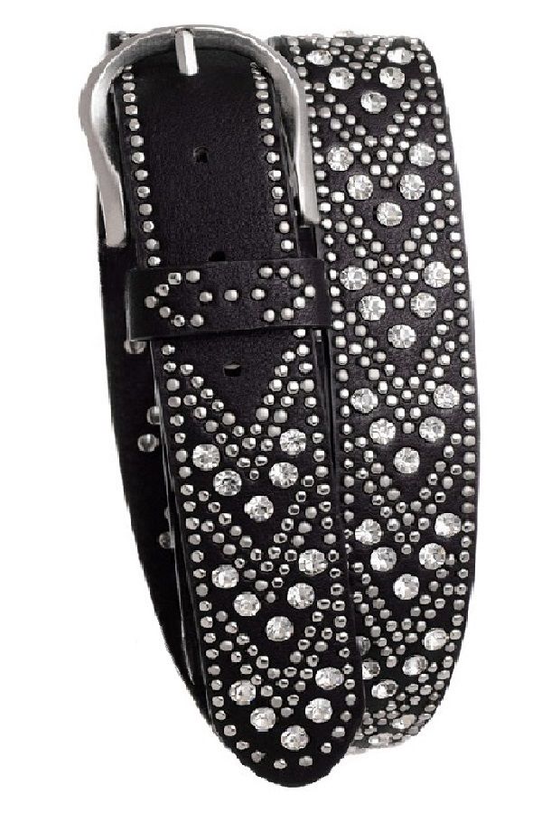 Rhinestone Studded Chevron Belt