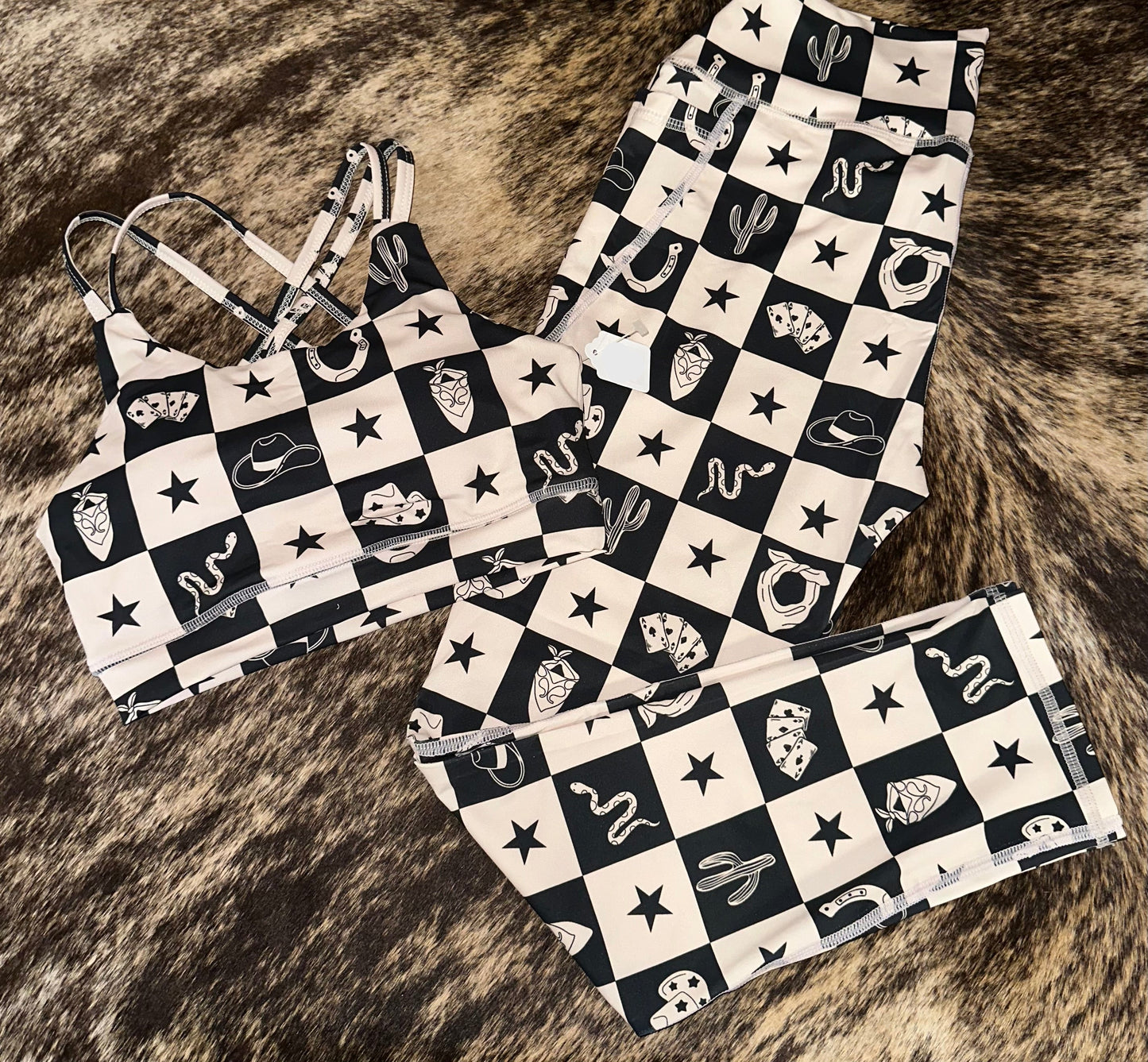 Western Checkered Yoga Set