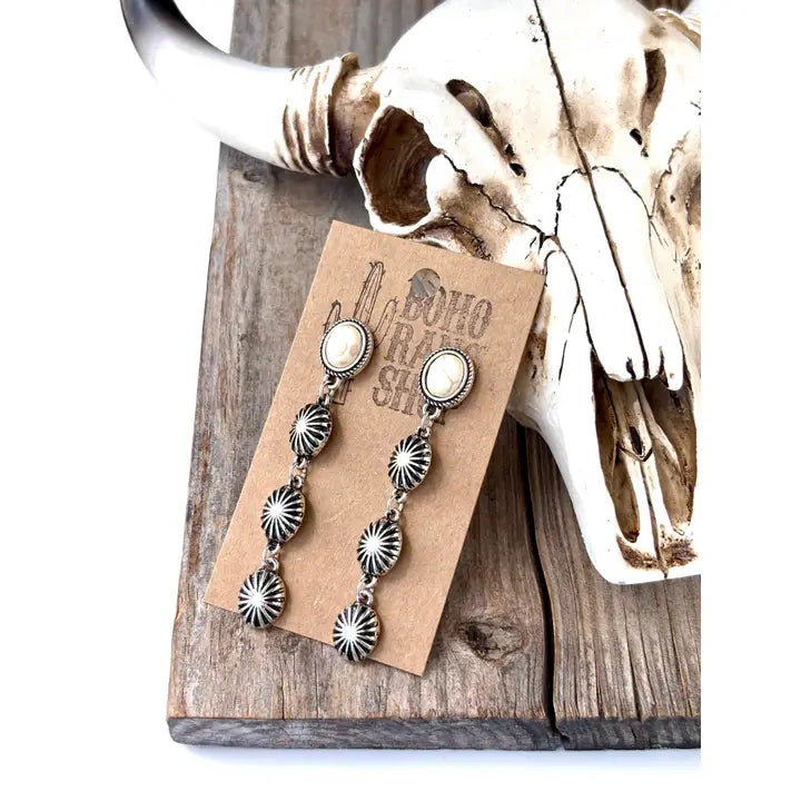 White 4 Tier Oval Drop Earrings