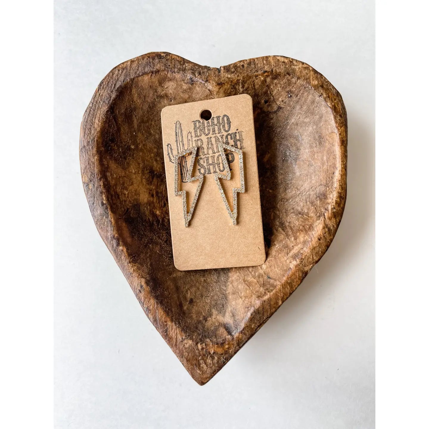 Gold Rhinestone Lightning Bolt Earrings