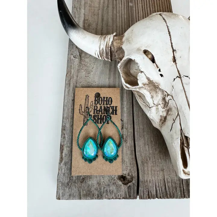 Patina Teardrop Rhinestone Earrings