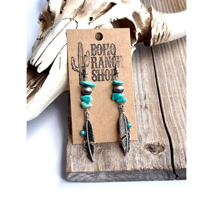 Silver Western Feather Earrings