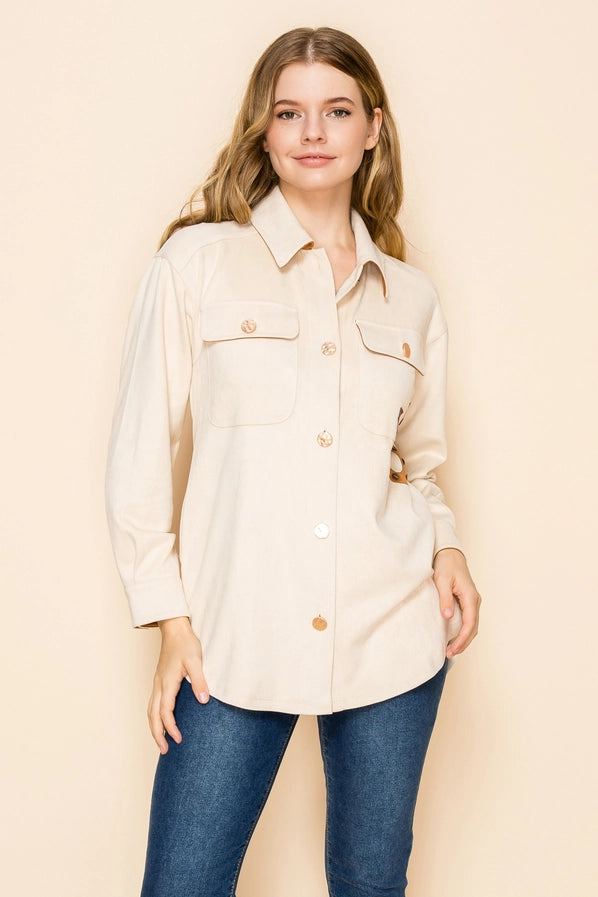 Suede Horse Button Down Jacket