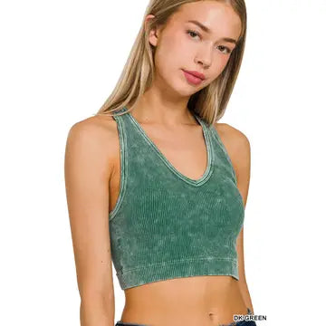 Ribbed Racerback Tank Top with Bra Pads