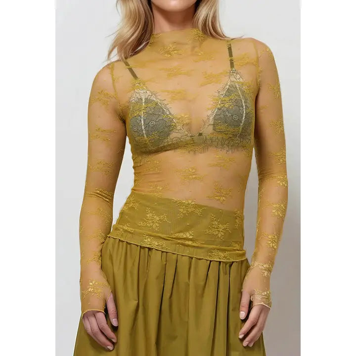 Mustard Lace Top