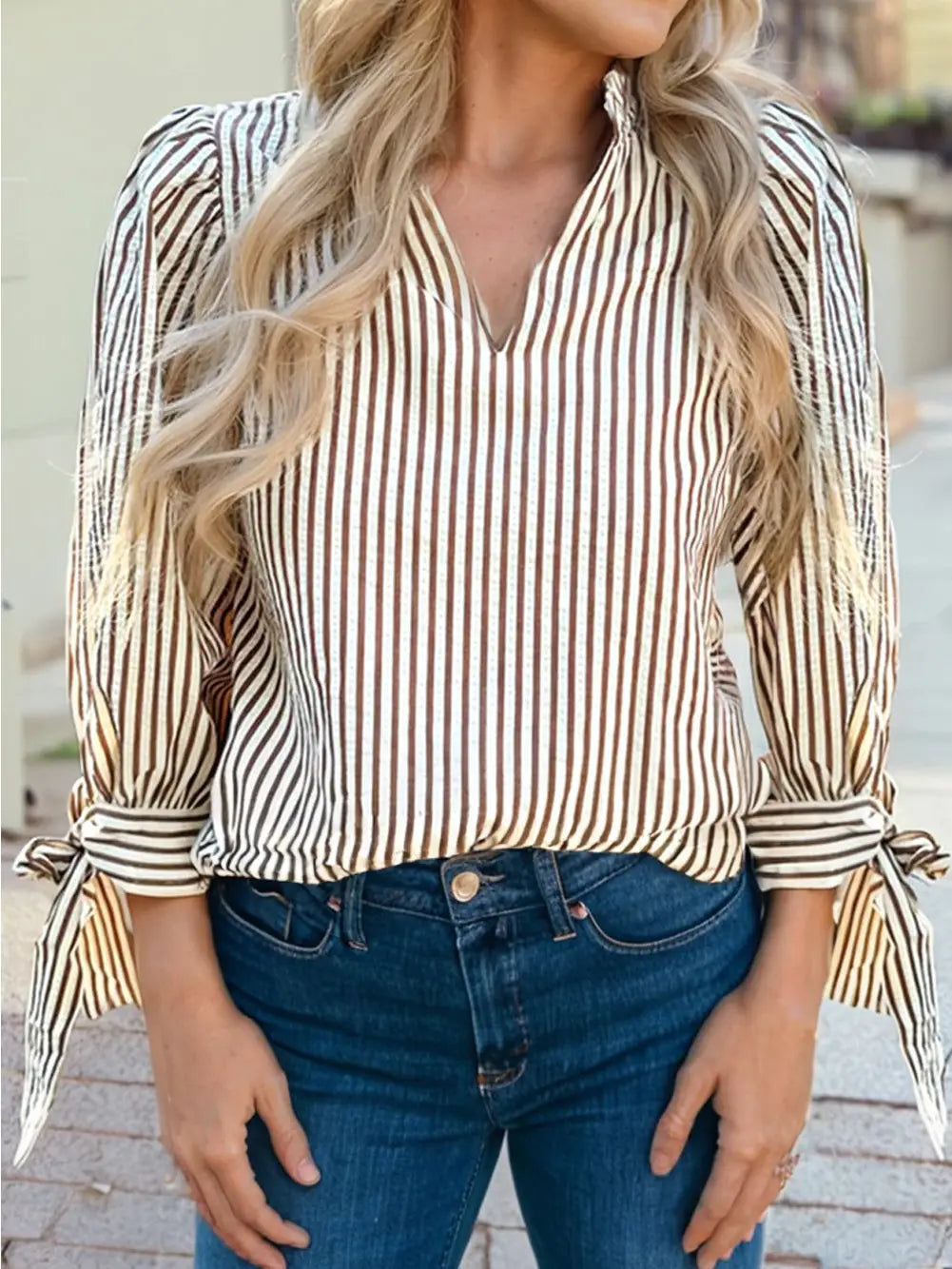 Striped Long Sleeve Blouse