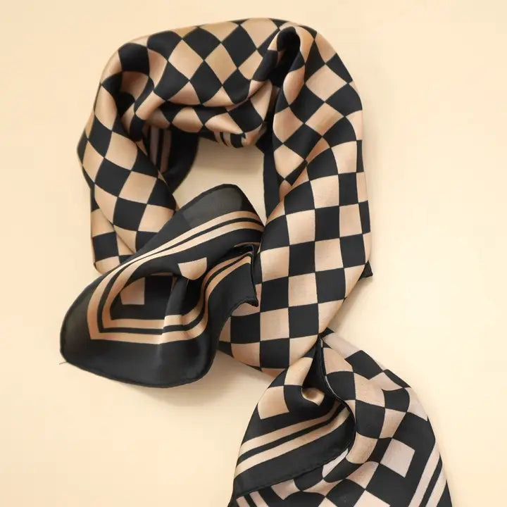 Checker Print Bandana Scarf