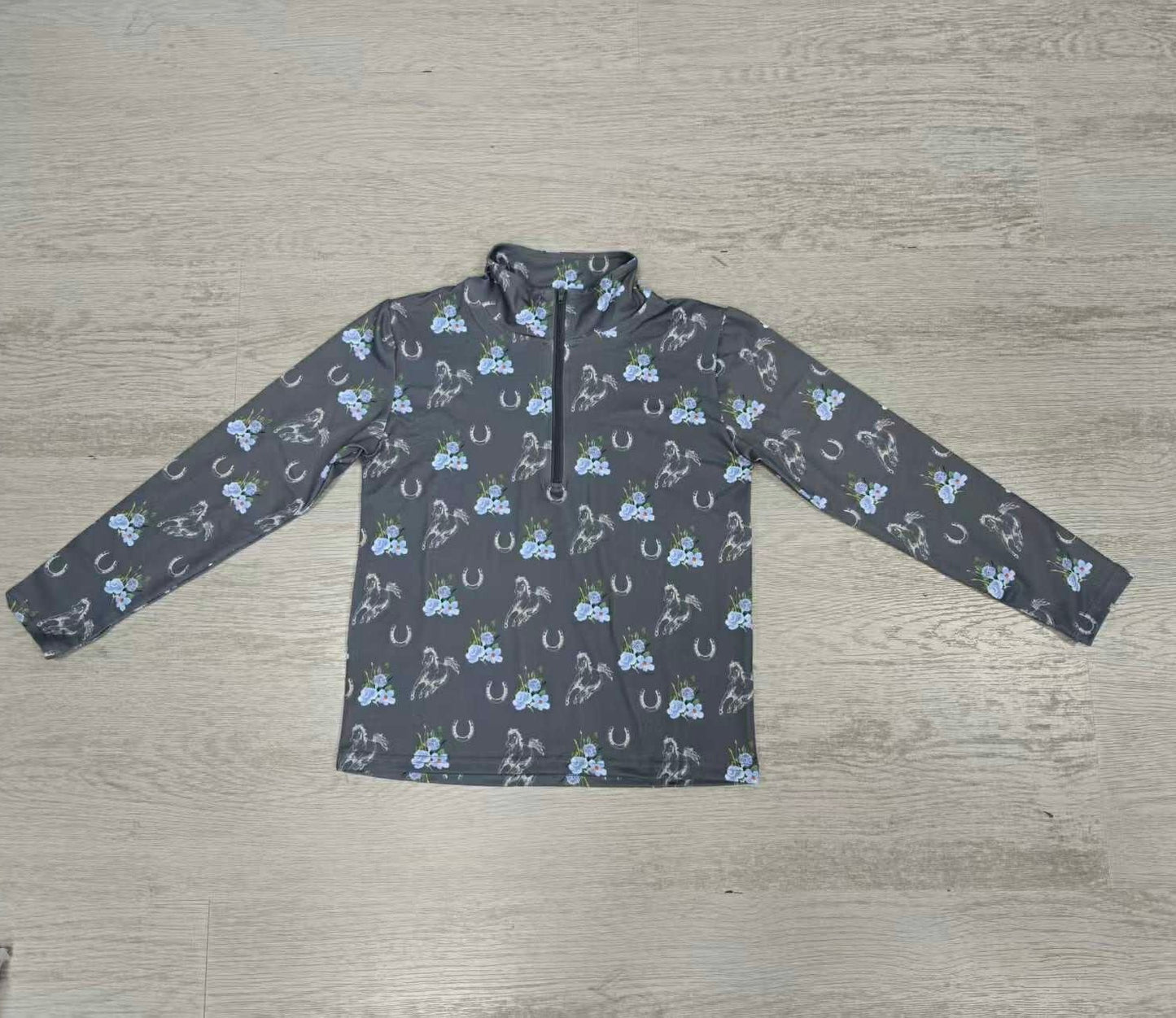 Kids Giddy Up in Grey 1/4 Zip