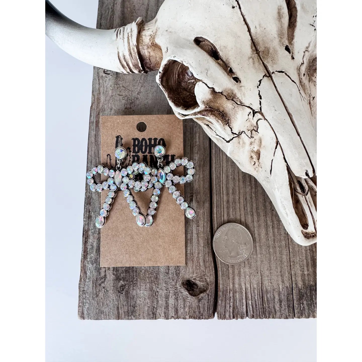 Rhinestone Bow Earrings