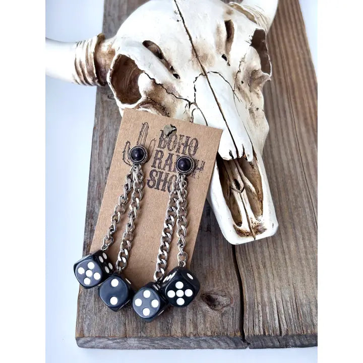 Black Dice Dangle Earrings