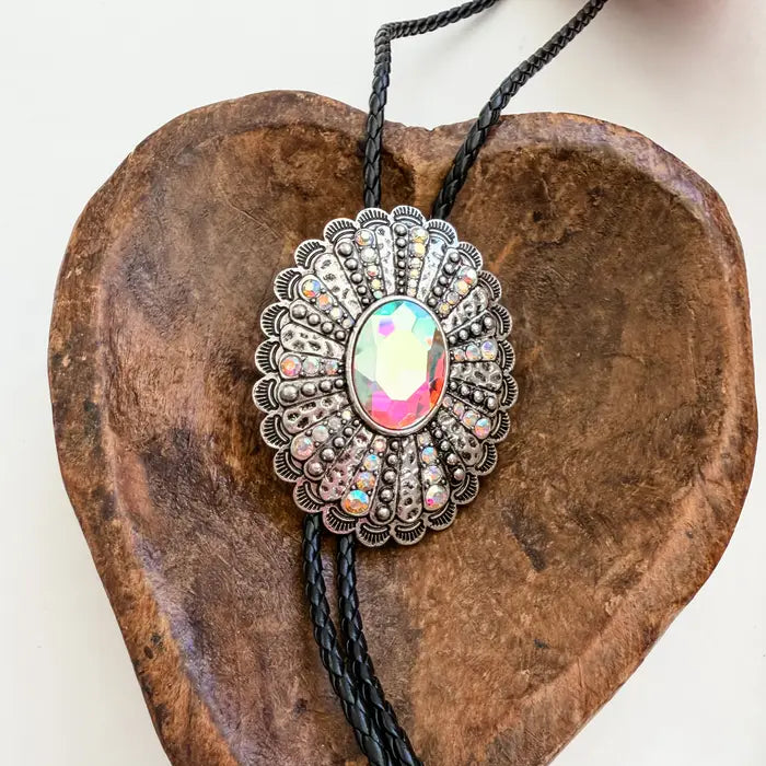 Western Rhinestone Concho Bolo