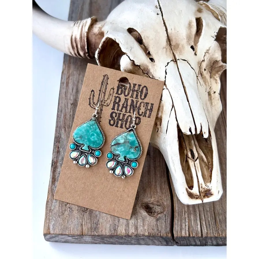 Turquoise Spade Dangle Earrings