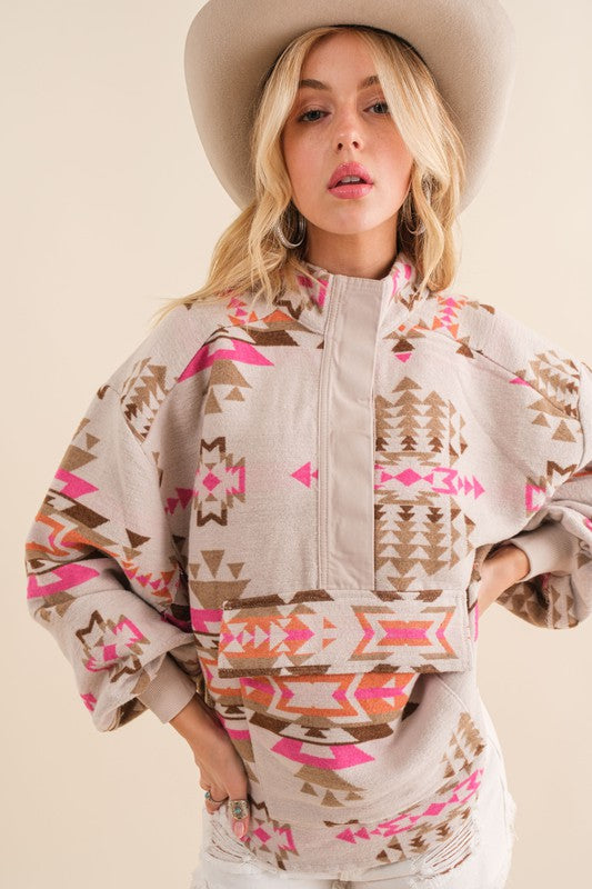 Blue B Aztec Western Pullover