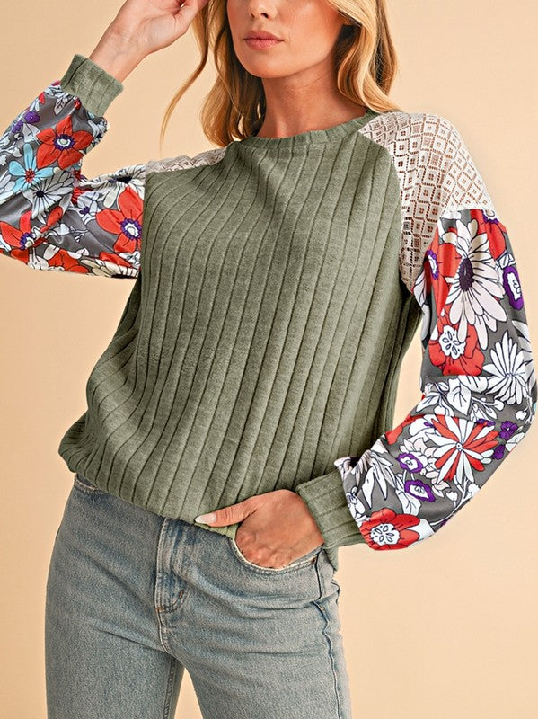 Cotton Stripe Drop Shoulder Sweatshirt