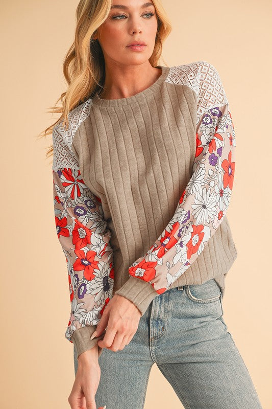 Cotton Stripe Drop Shoulder Sweatshirt