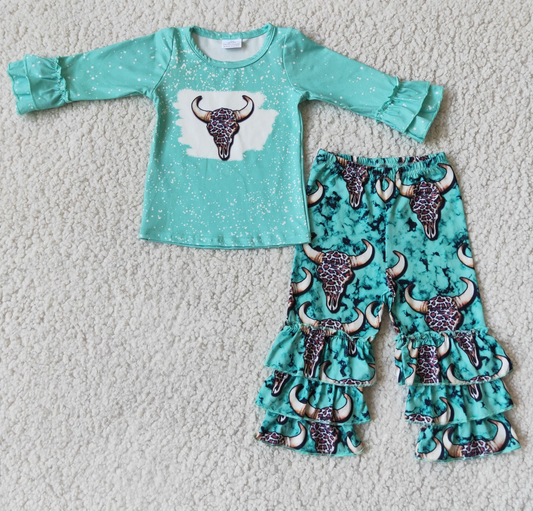 Gurlz Turquoise Cheetah Longhorn Outfit