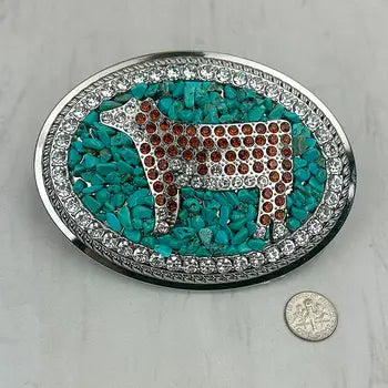 Turquoise Cow Belt Buckle