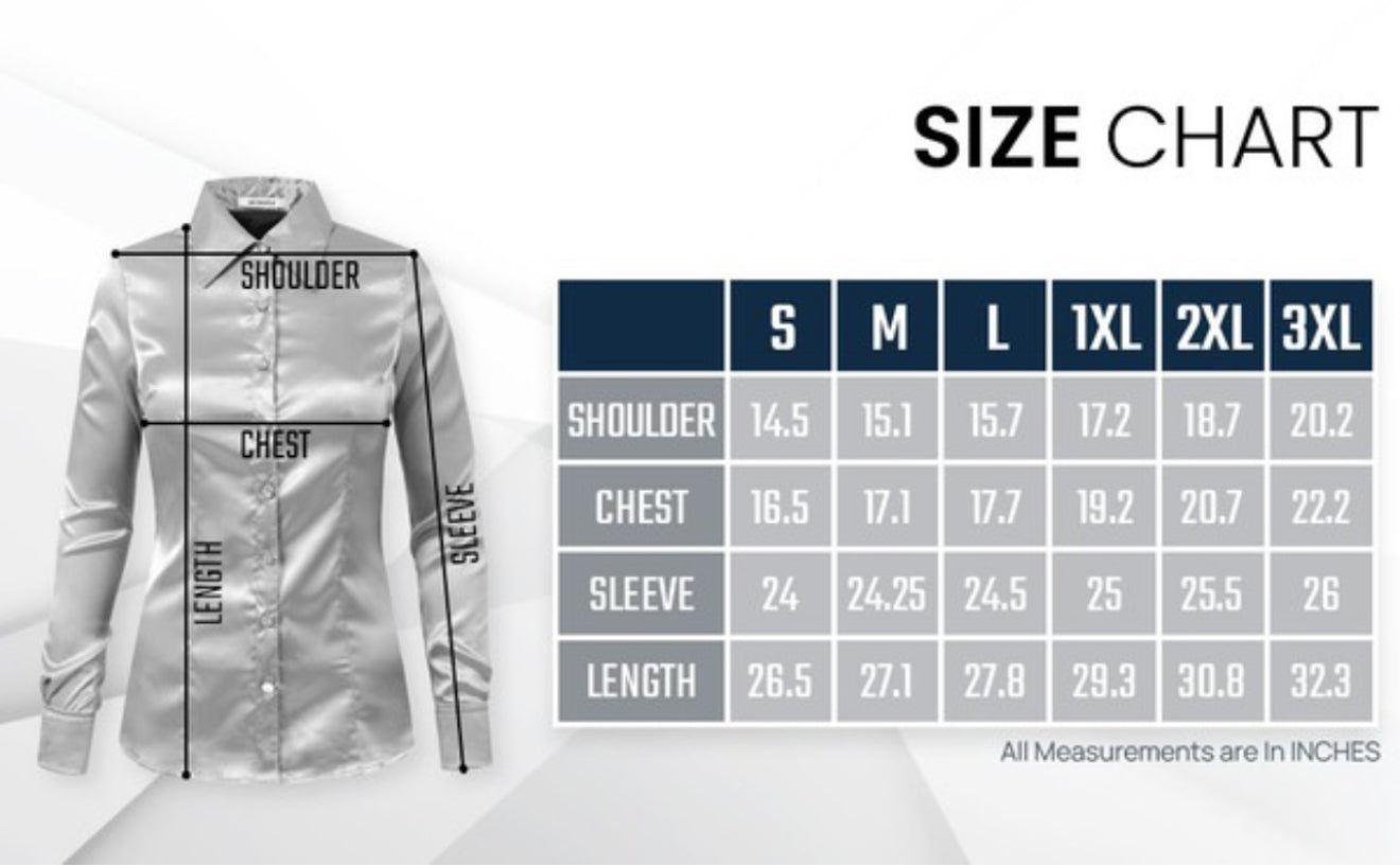 Satin Long Sleeve Rhinestone Button Down
