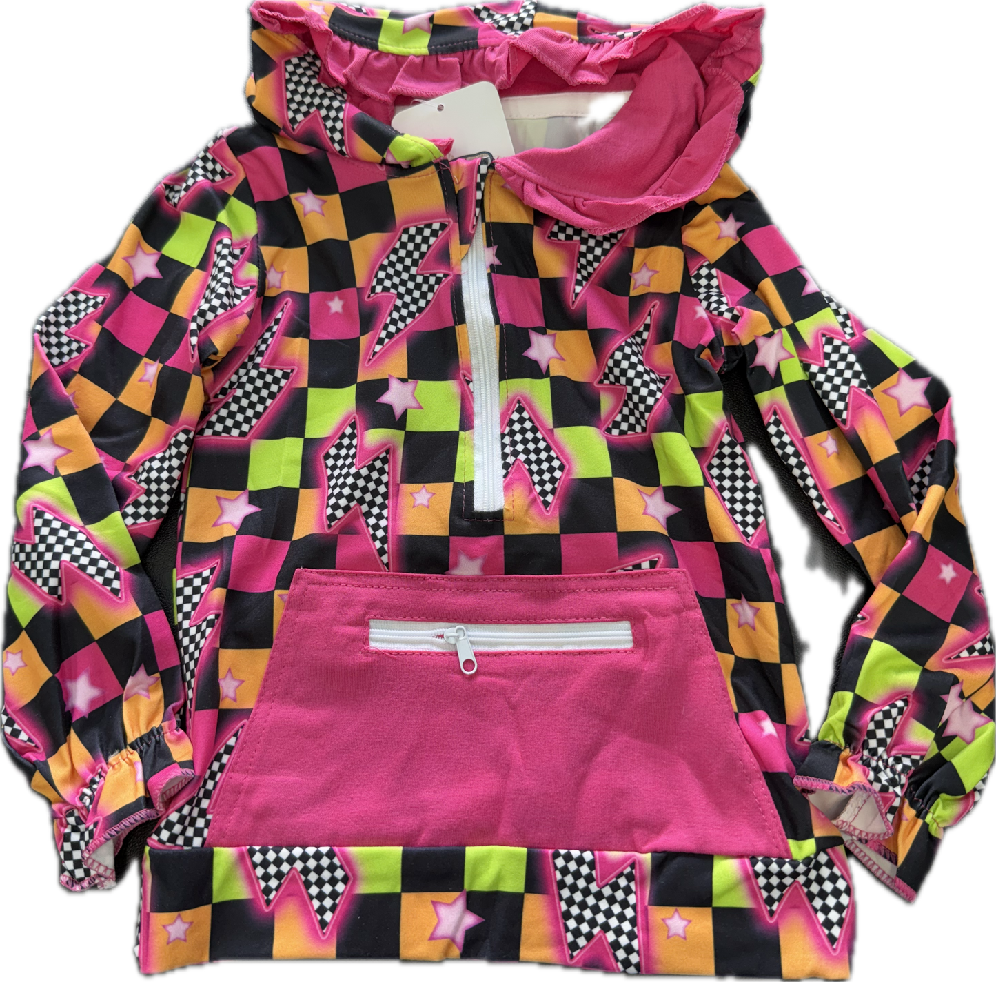 Gurlz Neon Checkered 1/4 Zip Pullover