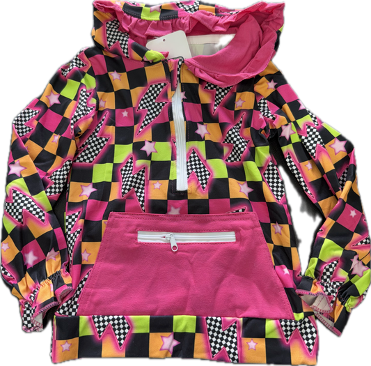 Gurlz Neon Checkered 1/4 Zip Pullover