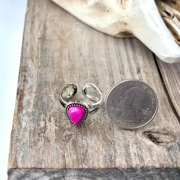 Western Teardrop Stone Adjustable Ring