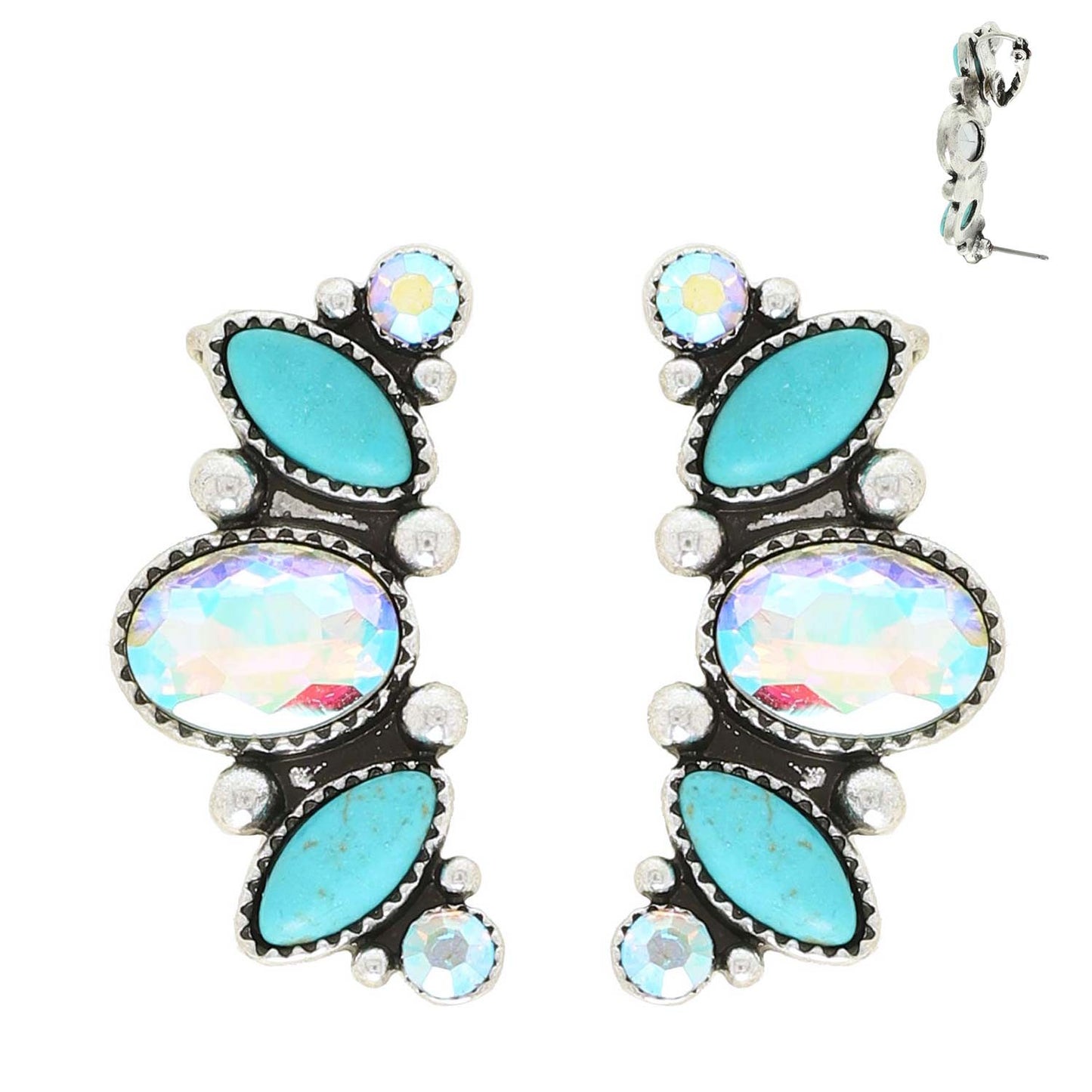 Western Turquoise Climber Earrings