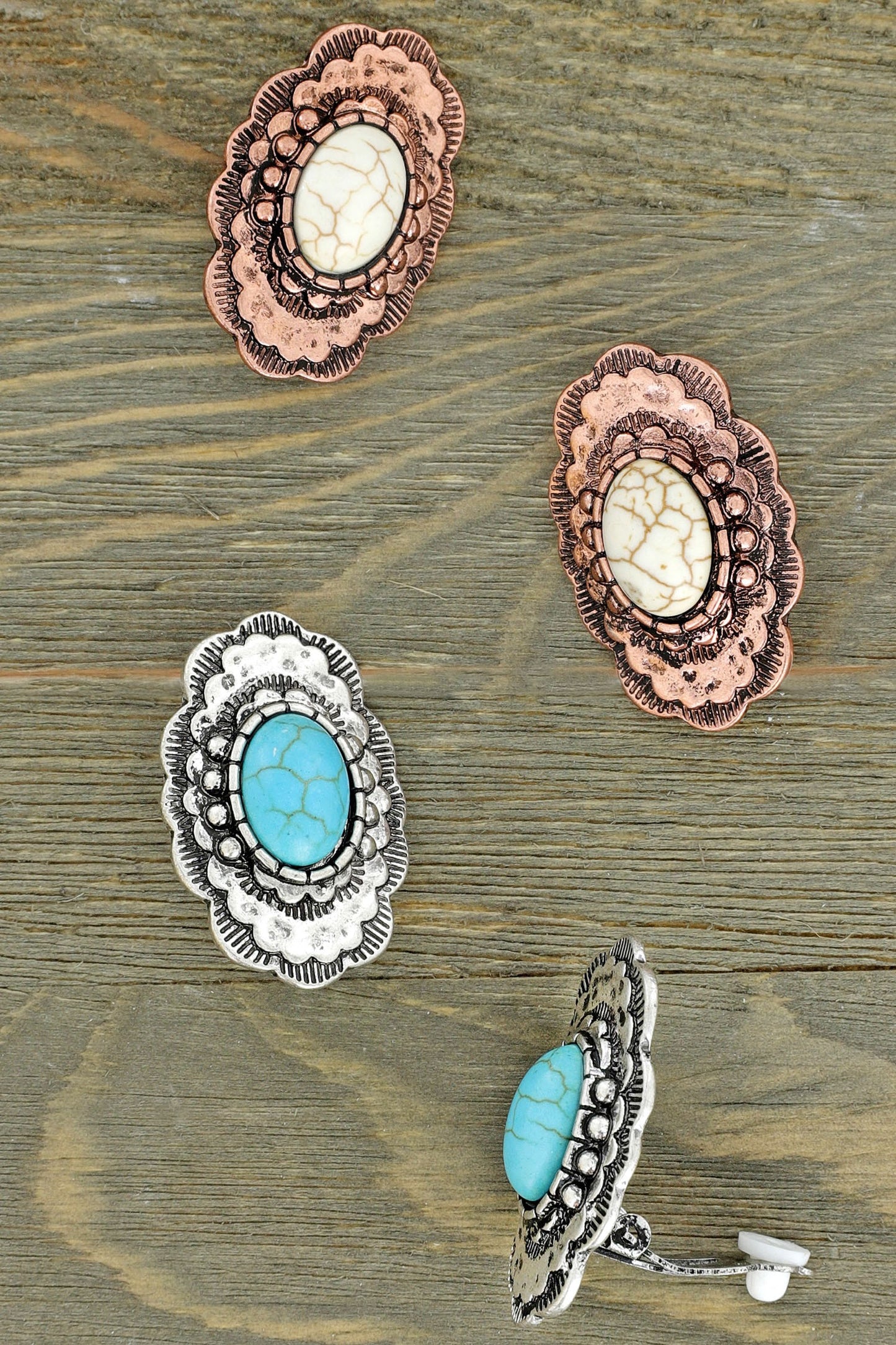 Western Turquoise Clip On Earrings