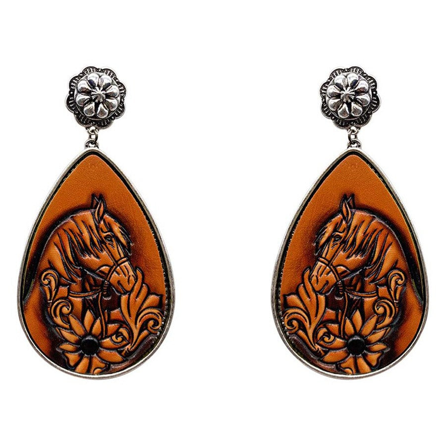 Engraved Leather Earrings