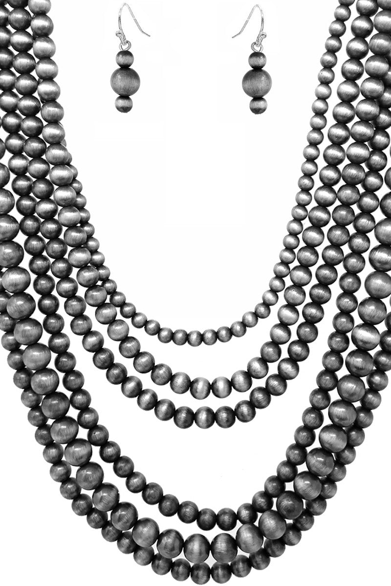 Multi Strand Pearl Necklace and Earring Set