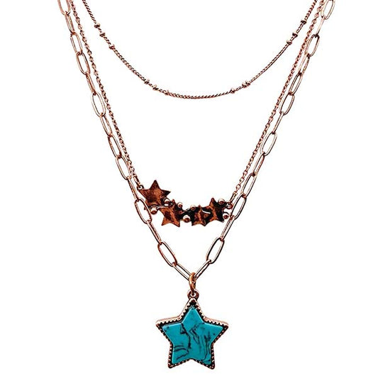 Copper and Turquoise Star Necklace