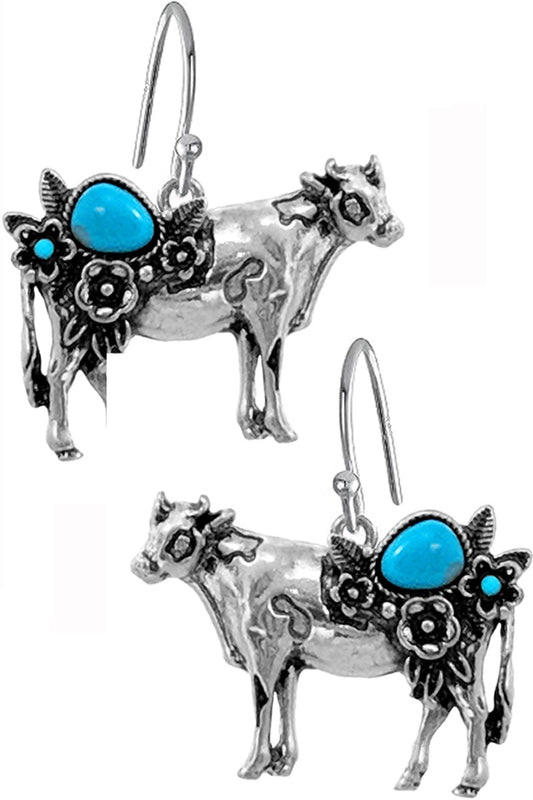 Flower Cow Earrings