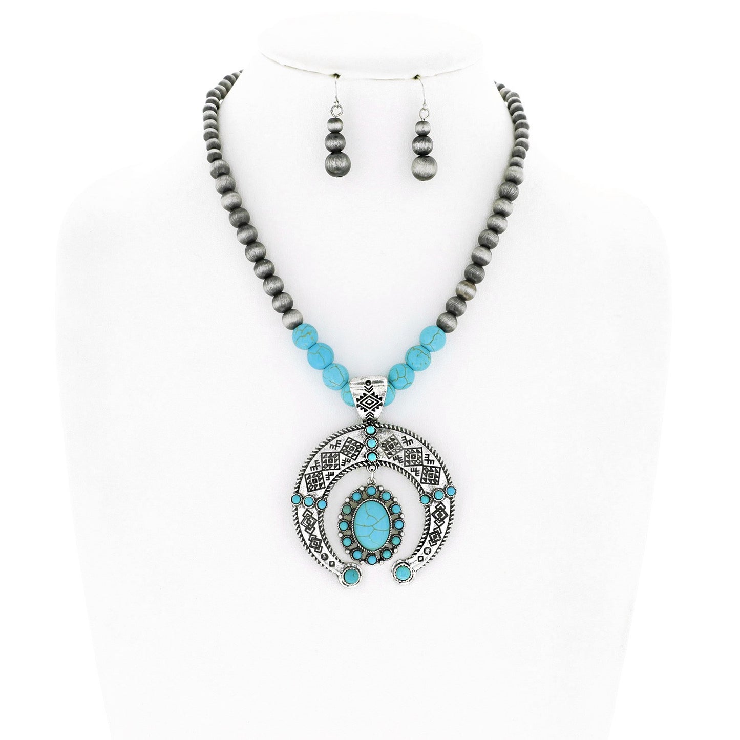 Navajo Pearl Squash Blossom Necklace Set