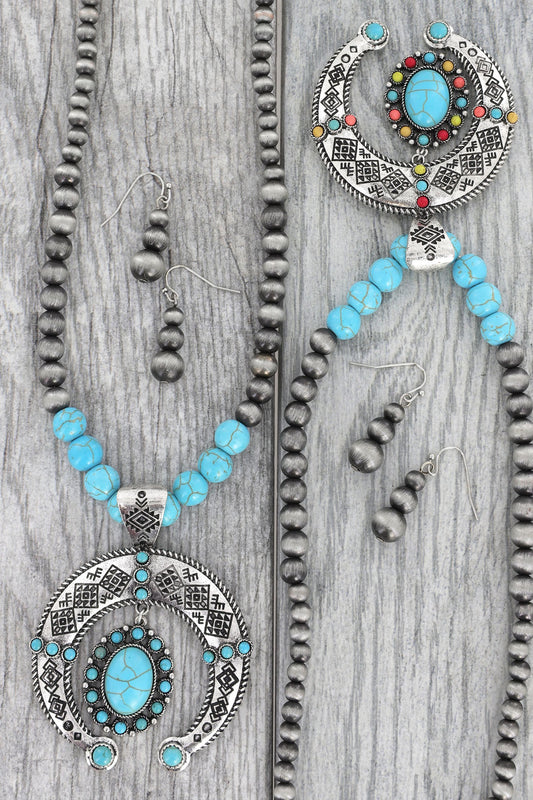 Navajo Pearl Squash Blossom Necklace Set