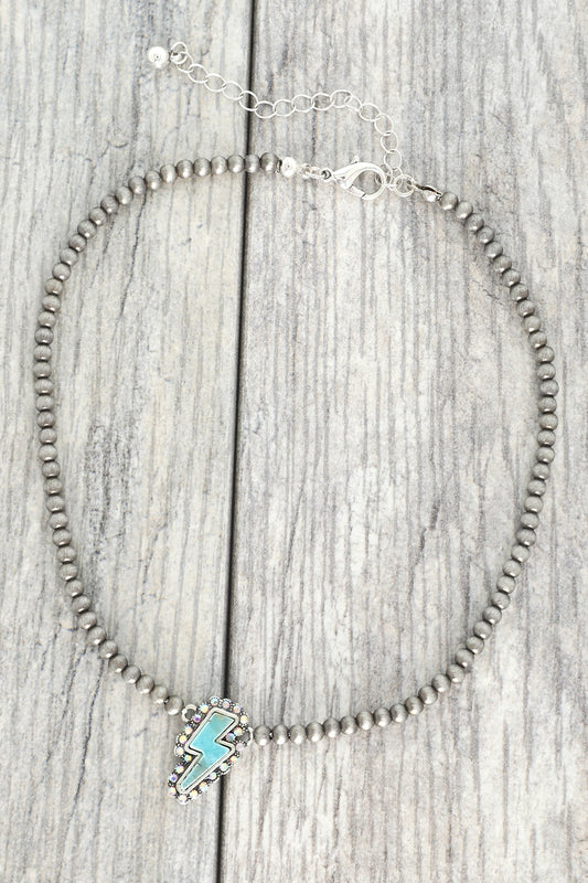 Western Turquoise Thunderbolt Necklace