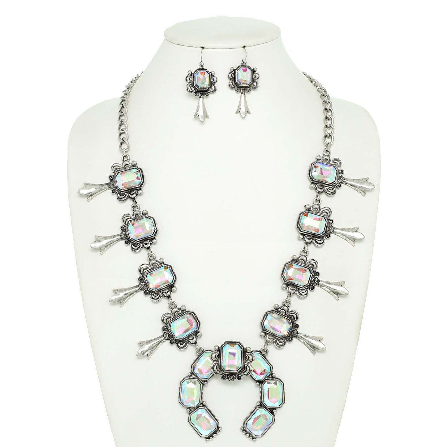 Western Squash Blossom Necklace and Earring Set