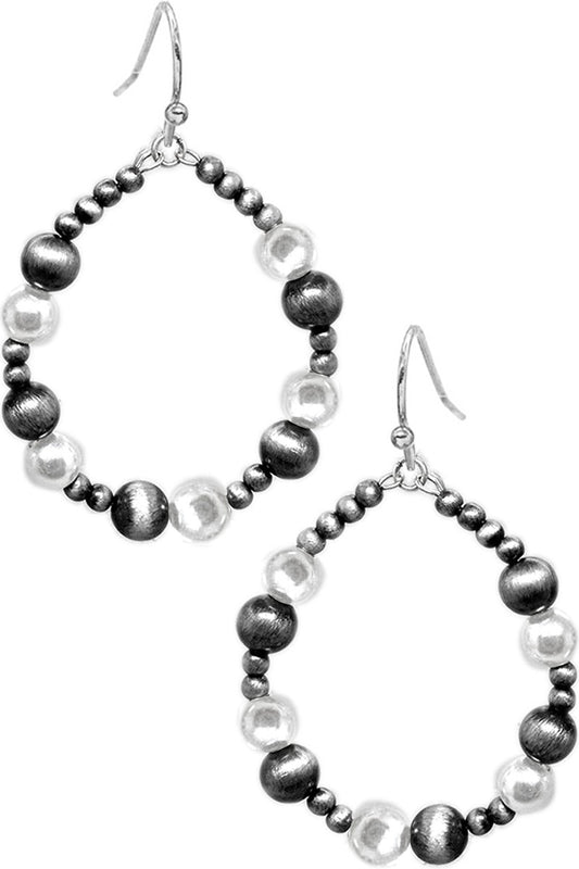 Navajo Pearl Beaded Hoop Earrings