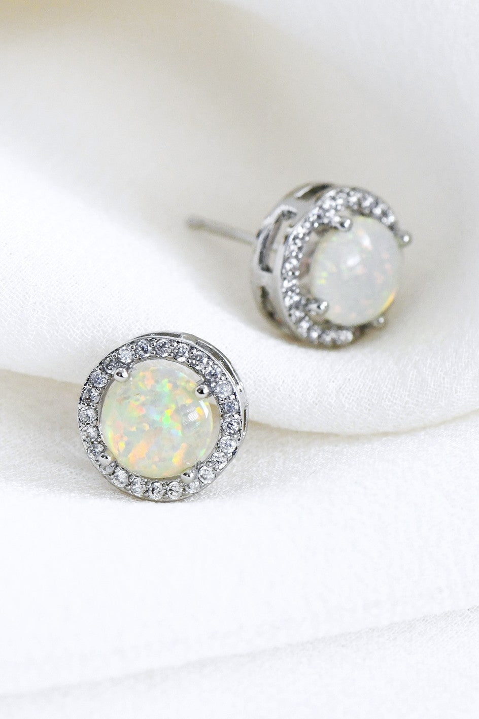 Opal Round Stud Earrings