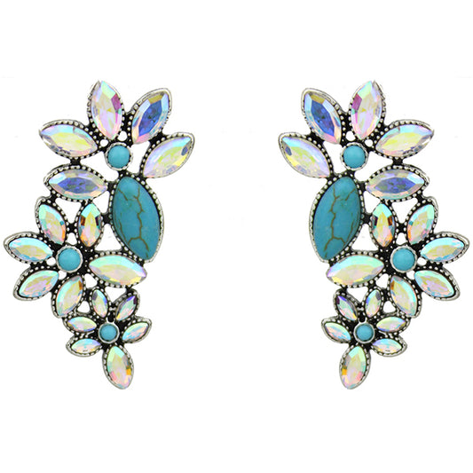 Floral Rhinestone Earrings