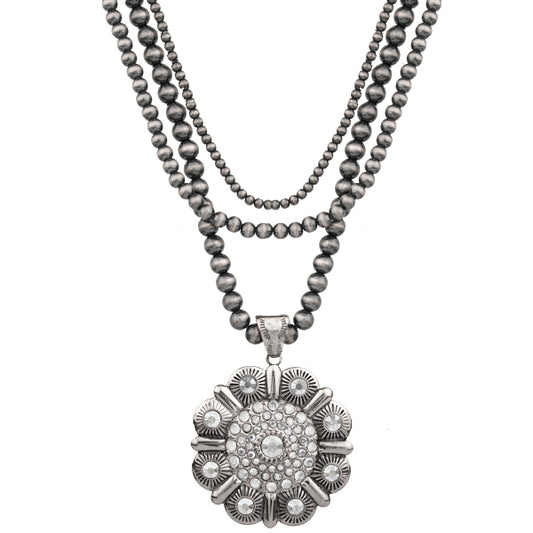 Layered Concho Pendant Necklace