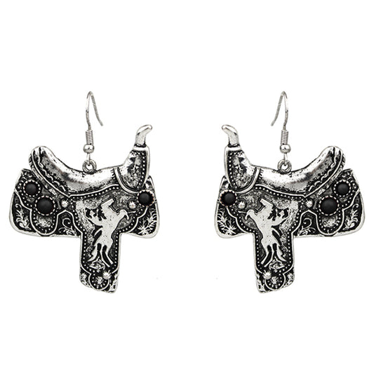 Black Rhinestone Saddle Earrings