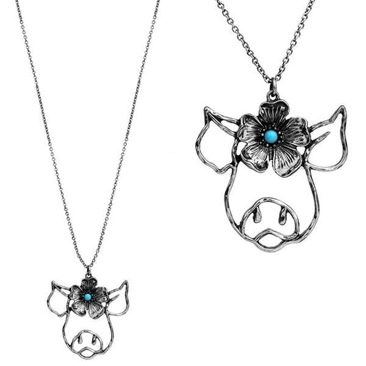 Long Pig Head Necklace