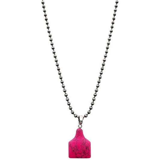 Pink Cattle Tag Necklace