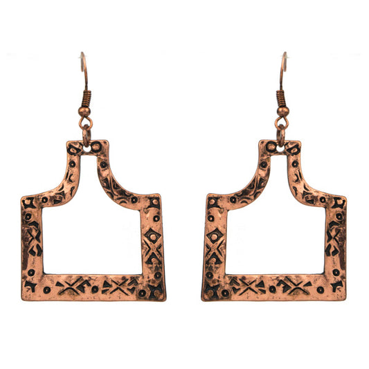 Copper Cattle Tag Earrings