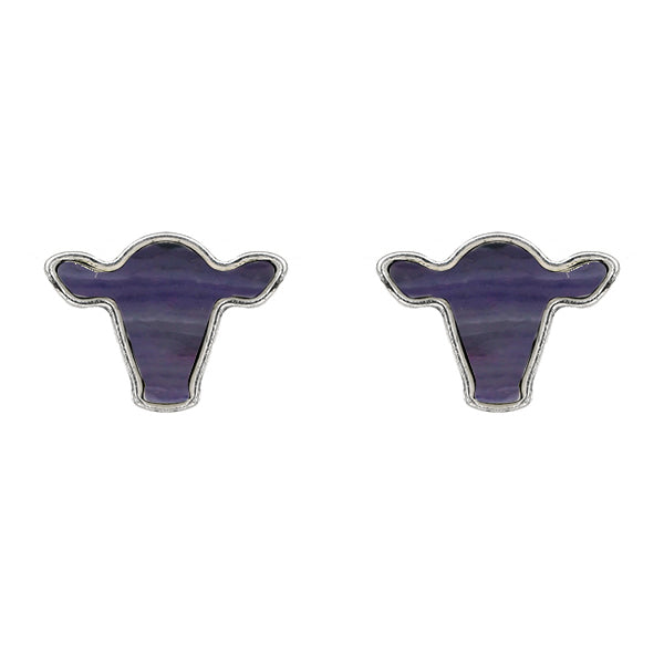 Purple Cow Head Earrings