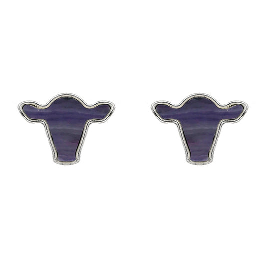 Purple Cow Head Earrings