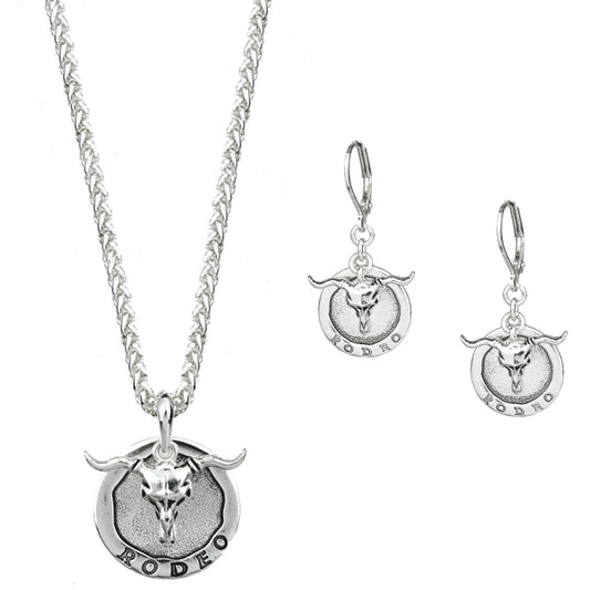 Longhorn Coin Necklace and Earring Set