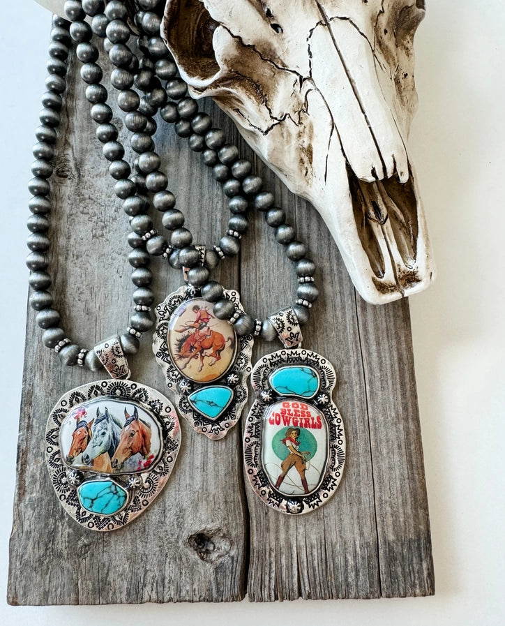 Western Print Pendant Necklace