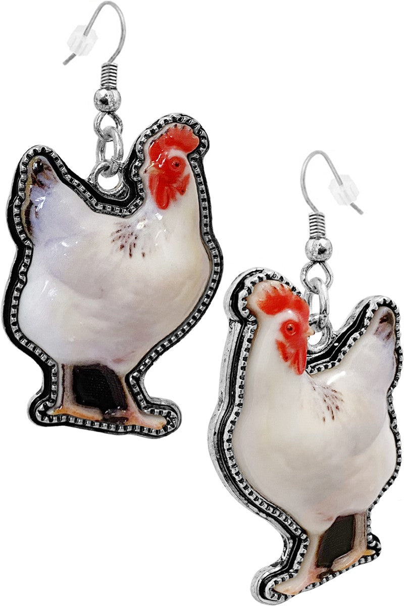 3D Chicken Dangling Earrings