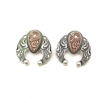 Western Squash Blossom Concho Earrings