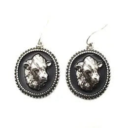 Western Portrait Cow Head Earrings